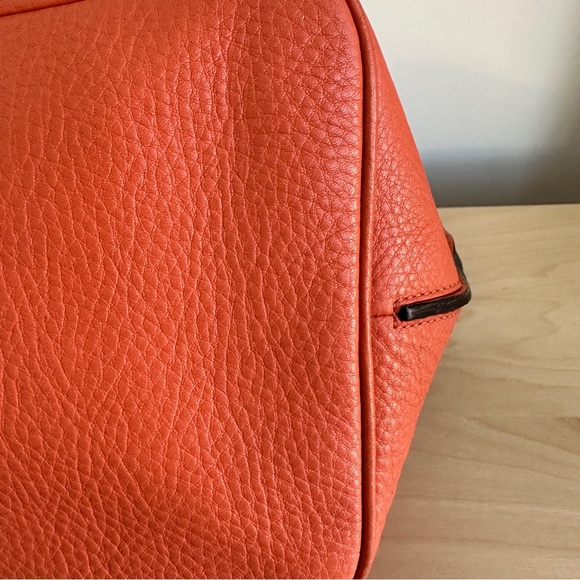Reek Krakoff Tangerine Pebble Leather Satchel w/ Crossbody Strap and Zipper Lock - Picture 9 of 11